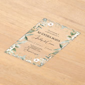 Witte bloemenspaanse bruiloft uitnodiging (Laagn)