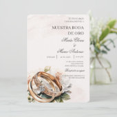 Witte bloemenspaanse bruiloft uitnodiging (Staand voorkant)