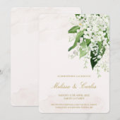 Witte bloemenspaanse bruiloft uitnodiging (Voorkant / Achterkant)