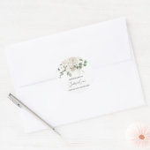 Witte bloemenspaanse bruiloft uitnodiging ronde sticker (Envelop)