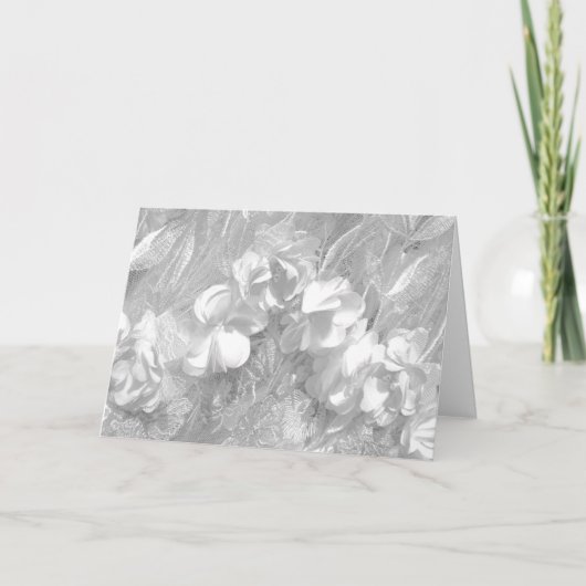 Witte bloemenstof met witte achtergrond, lege binn kaart (Voorkant)