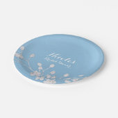 Witte Bloementak Blauw Vrijgezellenfeest Chique Cu Papieren Bordje (Gekanteld)