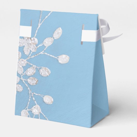 Witte bloementak Winter Blauw Elegante chique guns Bedankdoosjes (Achterkant)