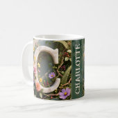 Witte bloementuin monogram letter C Koffiemok (Voorkant links)