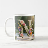 Witte bloementuin monogram letter N Koffiemok (Links)