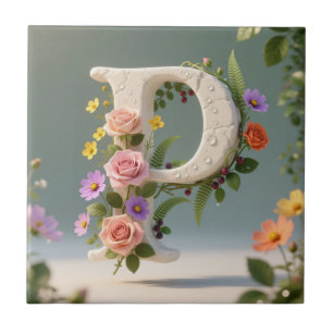 Witte bloementuin monogram letter P Tegeltje