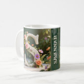 Witte bloementuin monogram letter S Koffiemok (Voorkant links)