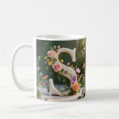 Witte bloementuin monogram letter S Koffiemok (Links)