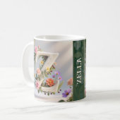 Witte bloementuin monogram letter Z Koffiemok (Voorkant links)