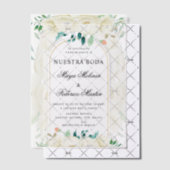 Witte bloementuin Nuestra Boda Spaanse bruiloft Vellum Uitnodigingen (Offset (Uitnodiging))