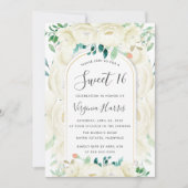 Witte bloementuin Sweet Sixteen 16 Verjaardag Kaart (Voorkant)