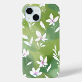Witte bloemenvelden | Elegante lente bloem iPhone 15 Case