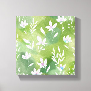 Witte Bloemenvelden Elegante Lente Bloemen Canvas Afdruk