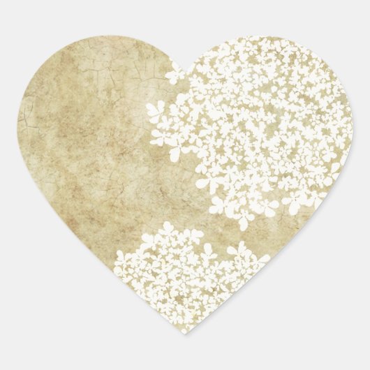 Witte  bloemenvelop afdichting hart sticker (Voorkant)