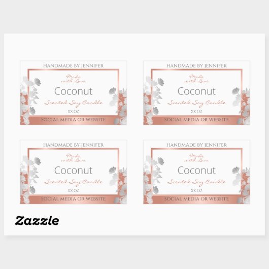 Witte bloemenverpakkingsetiketten Roos Gold Rechthoekige Sticker (Vel)