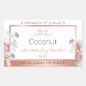 Witte bloemenverpakkingsetiketten Roos Gold Rechthoekige Sticker (Voorkant)