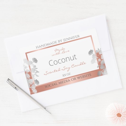 Witte bloemenverpakkingsetiketten Roos Gold Rechthoekige Sticker (Envelop)