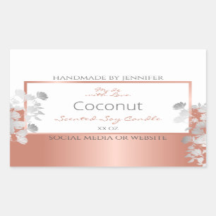 Witte bloemenverpakkingsetiketten Roos Gold Rechthoekige Sticker