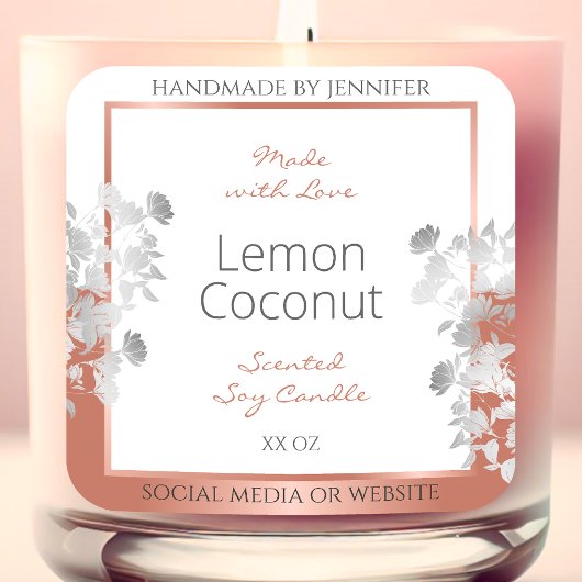 Witte bloemenverpakkingsetiketten Roos Gold Vierkante Sticker