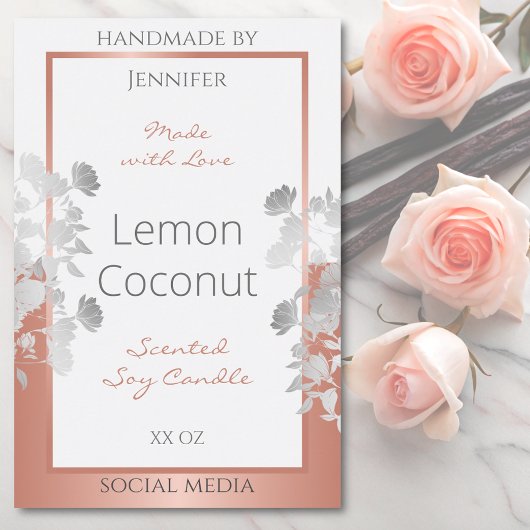 Witte bloemenverpakkingsetiketten Roos Gold Voedselcontainer Etiket