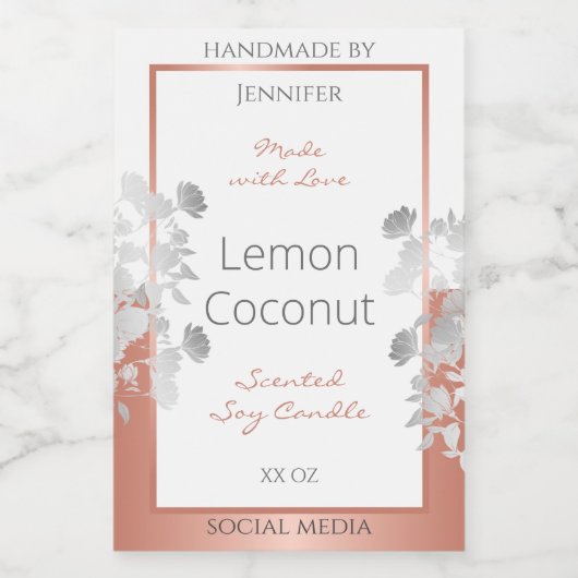 Witte bloemenverpakkingsetiketten Roos Gold Voedselcontainer Etiket (Enkel label)