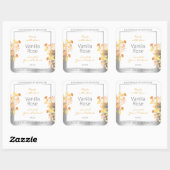 Witte bloemenverpakkingslabel Sinaasappel Silver Vierkante Sticker (Vel)