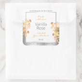 Witte bloemenverpakkingslabel Sinaasappel Silver Vierkante Sticker (Tas)