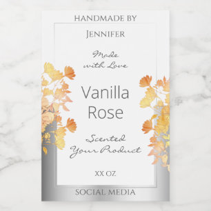 Witte bloemenverpakkingslabel Sinaasappel Silver Voedselcontainer Etiket