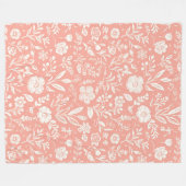 Witte bloemenweide op koraalroze fleece deken (Voorkant (Horizontaal))