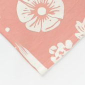 Witte bloemenweide op koraalroze fleece deken (Hoek)