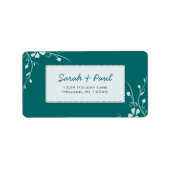 Witte bloemenwervelingen op uw kleuradreslabel etiket (Voorkant)