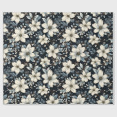 Witte bloemenwinter botanische tuin cadeaupapier (Vlak)