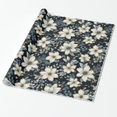 Witte bloemenwinter botanische tuin cadeaupapier (Uitgerold)