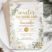 Witte bloemenwinter Onderland 1e verjaardag Kaart