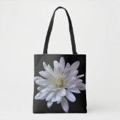 Witte bloemenwitte bloem wit madeliefje zwart tote bag (Voorkant)