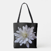 Witte bloemenwitte bloem wit madeliefje zwart tote bag (Achterkant)