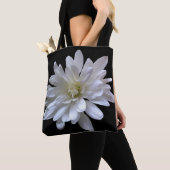 Witte bloemenwitte bloem wit madeliefje zwart tote bag (Dichtbij)