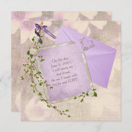 witte bloemetjesbranche op trouwbenodigdheden kaart (Voorkant / Achterkant)