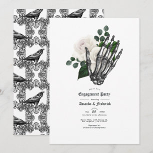 Witte bloemgotische trouw verlovingsfeest kaart