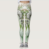 Witte bloemige Abstracte achtergrond Leggings (Voorkant)