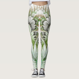 Witte bloemige Abstracte achtergrond Leggings