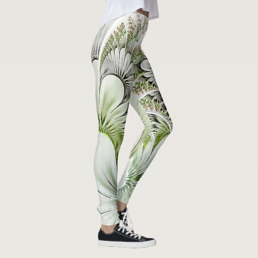 Witte bloemige Abstracte achtergrond Leggings (Rechts)
