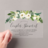 Witte bloemige alle seizoenen koppel bruisfeest acryl uitnodigingen (Insitu (Draagbaar))