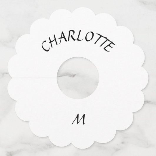 Witte bloemige anemoon bloem wijnglaslabel (Achterkant)