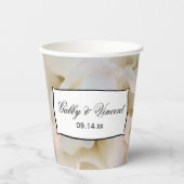 Witte bloemige anjer huwelijks papieren bekers (Voorkant)