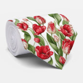 Witte bloemige aquarel tulp das (Opgerold)