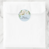  witte bloemige Baby showers envelopzegel Ronde Sticker (Tas)