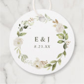 Witte bloemige beplanting Bruidsdouche Rond Bedankjes Labels (Achterkant)