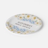 Witte bloemige blauwe hortensia tuin bruidsdouche papieren bordje (Gekanteld)