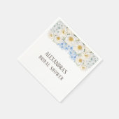 Witte bloemige blauwe hortensia tuin bruidsdouche servet (Hoek)